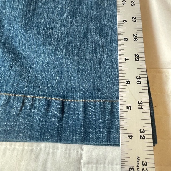 Theory Straight Wide Leg Flare Denim Trousers Jeans Womens 6 Blue Cotton Stretch - Picture 13 of 16